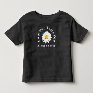 Cute White Daisy flower add name, I am 2 years old Toddler T-shirt