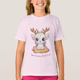 Cute White Deer with Antlers on a Cloud T-Shirt