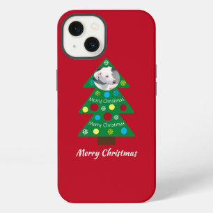 Cute White Dog Colourful Christmas Tree Red iPhone 13 Case