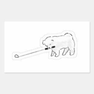 Cute White Dog Holding Leash In Mouth Walking Dood Sticker