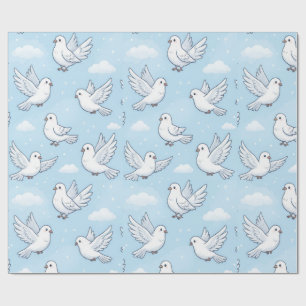 Cute White Dove Seamless Sky Pattern Wrapping Paper