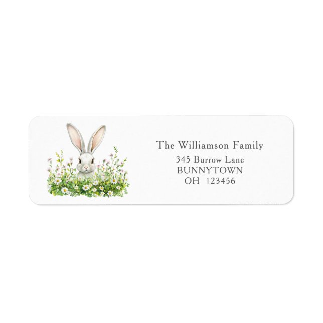 Cute White Easter Bunny and Florals Personalized (Front)