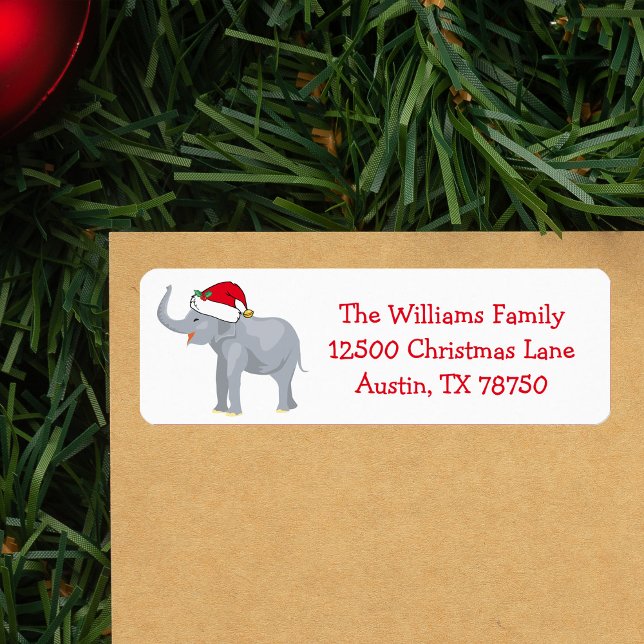 Cute White Elephant Christmas Party Return Address (Creator Uploaded)