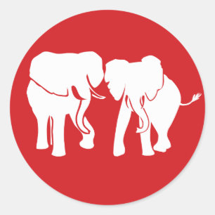 Cute White Elephant Couple choose background colou Classic Round Sticker