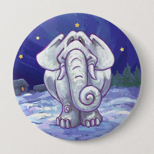 Cute White Elephant Gift 4 Inch Round Button