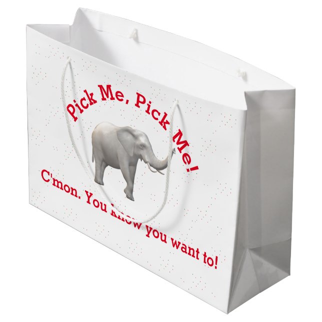 Cute White Elephant Gift Bag (Back Angled)