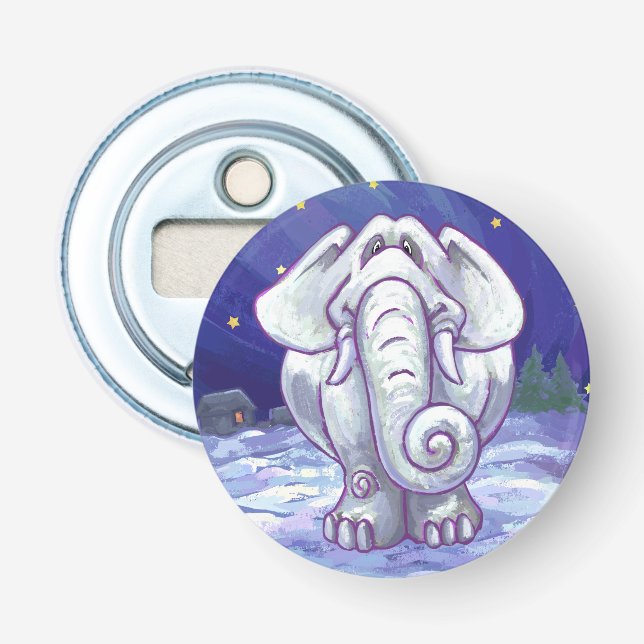 Cute White Elephant Gift Bottle Opener (Front)