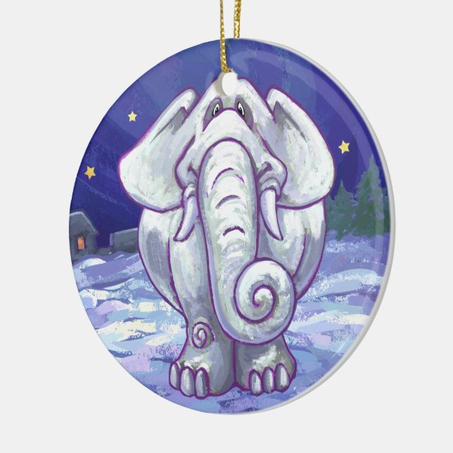 Cute White Elephant Gift Ceramic Ornament (Left)