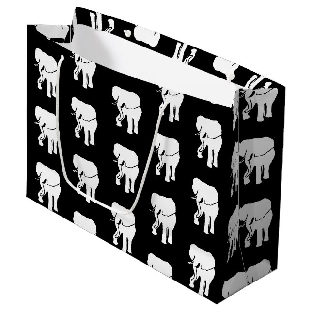 Cute White Elephant Gift Exchange Christmas Game L Large Gift Bag (Front Angled)