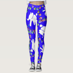 Cute white elephant Hanukkah gift holiday Leggings