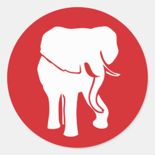 Cute White Elephant Logo, choose background colour Classic Round Sticker