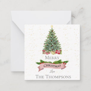 Cute White Faux Pink Glitter Merry Christmas Card