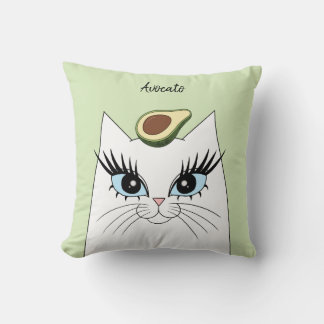 Cute white Female Cat face avocado head pillow