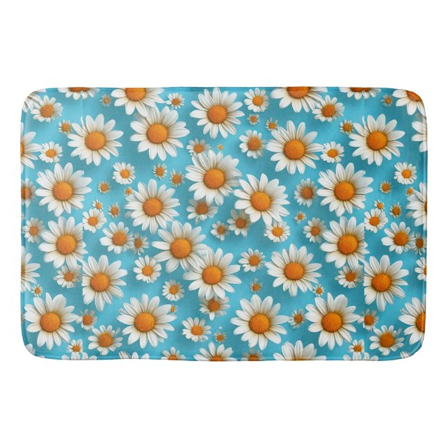 Cute White flowers Bath Mat (Front)