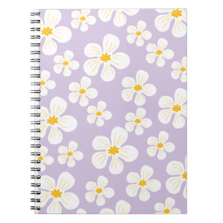 Cute White Flowers Design  for Back to School Notebook