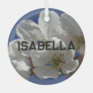 Cute White Flowers Glass Ornament