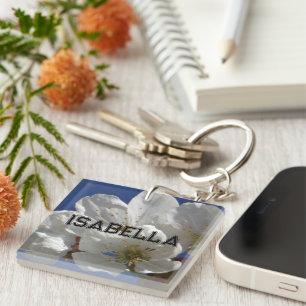 Cute White Flowers Keychain