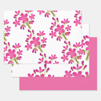 Cute White Flowers On Pink  Wrapping Paper Sheet