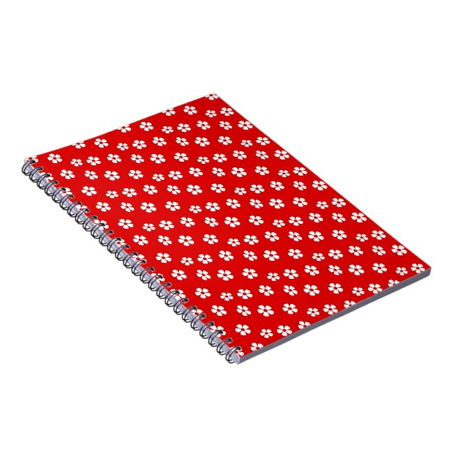 Cute white flowers on red notebook (Right Side)