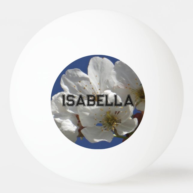 Cute White Flowers Ping Pong Ball (Front)