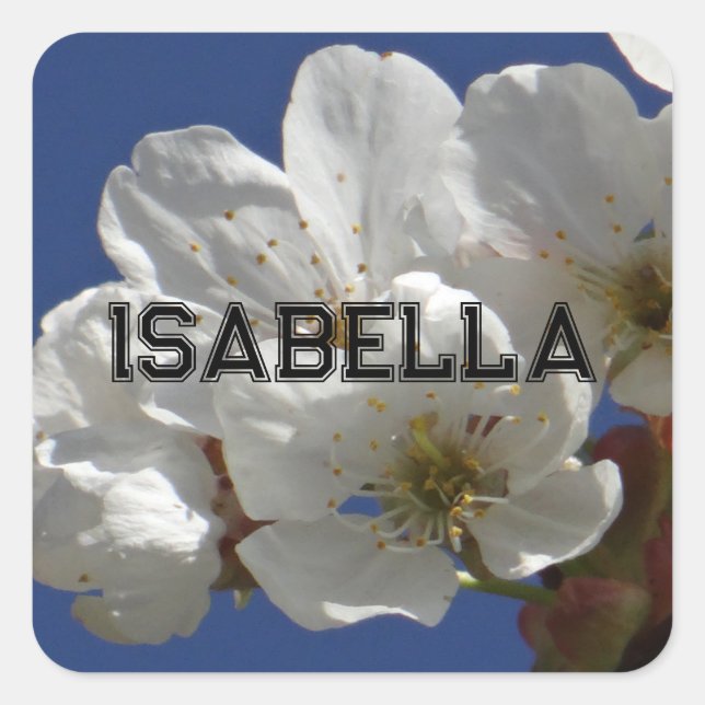 Cute White Flowers Square Sticker (Front)