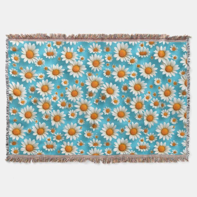 Cute White flowers Throw Blanket (Front)