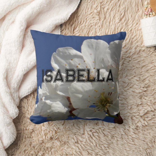 Cute White Flowers Throw Pillow (Blanket)