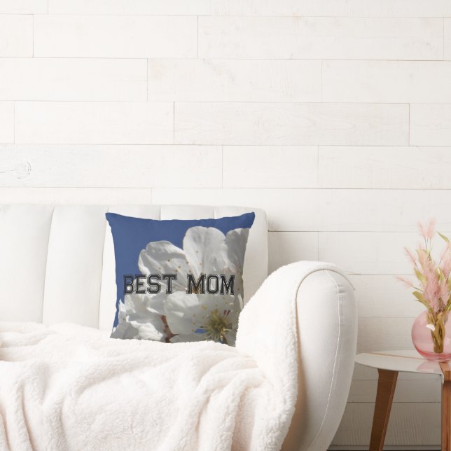 Cute White Flowers Throw Pillow (Couch)