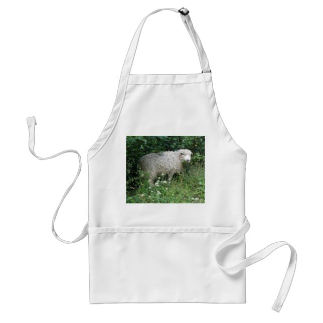 Cute White Fluffy Sheep Eating Apron (Front)