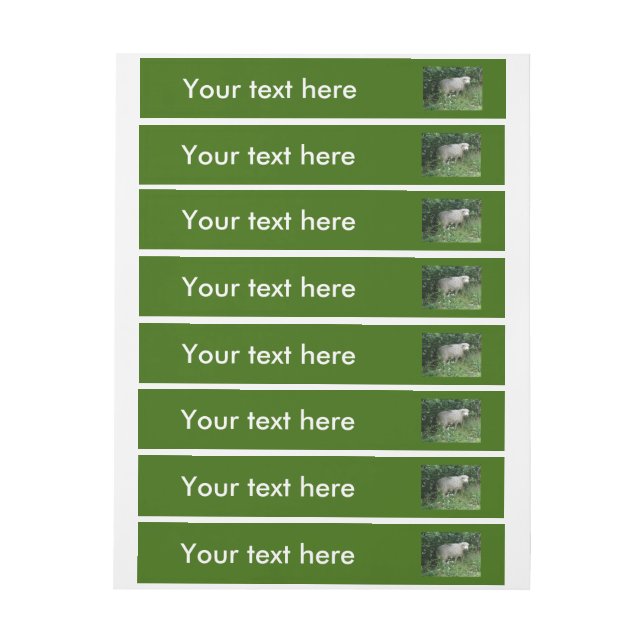 Cute White Fluffy Sheep Eating Customizable Labels (Sheet)