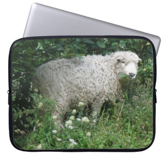 Cute White Fluffy Sheep Eating Laptop Sleeve