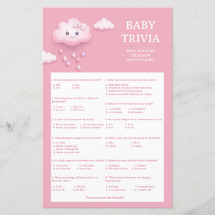 Cute white fluffy smiling cloud 9 Baby Trivia game