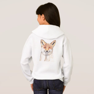 Cute white fox watercolor Forest Wildlife Girl