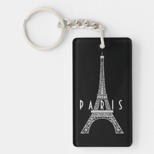 Cute white France Paris Eiffel tower Keychain