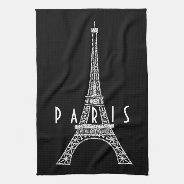 Cute white France Paris Eiffel tower Kitchen Towel (Vertical)