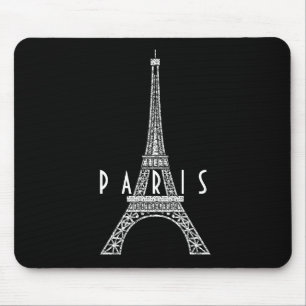Cute white France Paris Eiffel tower Mouse Pad