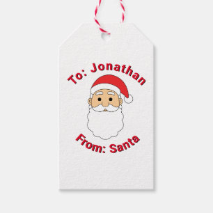 Cute White From Santa Custom Name Family Christmas Gift Tags
