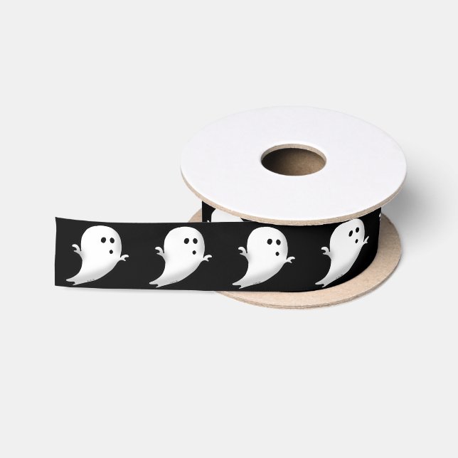 cute white ghost cartoon satin ribbon (Spool)