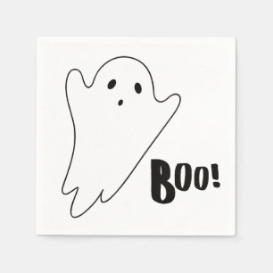 Cute white ghost says BOO Napkin
