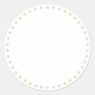 Cute white gold snowflakes border blank holiday classic round sticker