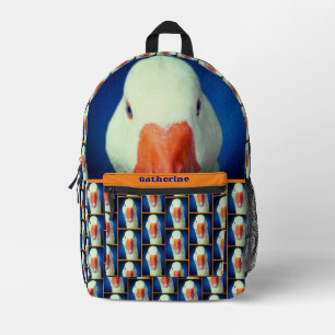Cute White Goose Face Personalized Printed Backpack