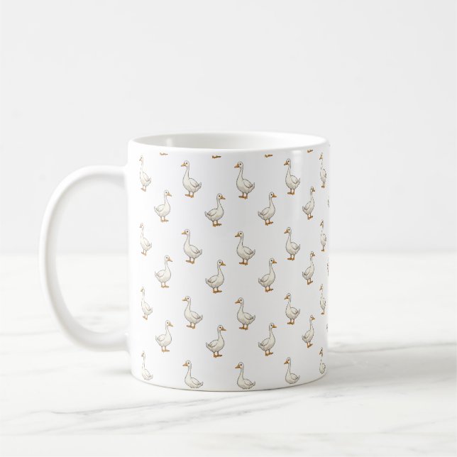 Cute White Goose Pattern Coffee Mug (Left)