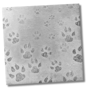 Cute White Gray Pattern Animal Paw Prints  Tile
