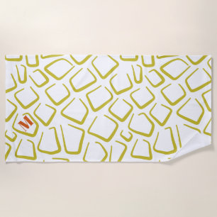 Cute White Green Wedding Party Favour Beach Towel