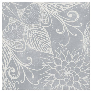 Cute White & Grey Dreamcatcher Feathers Mandala Fabric