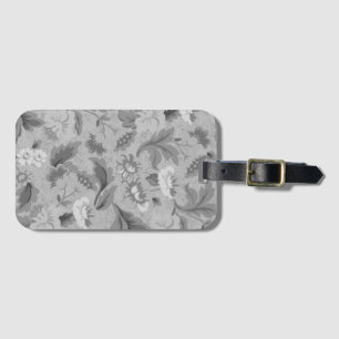 Cute white grey floral background design All-Over- Luggage Tag
