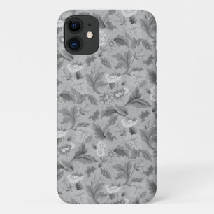 Cute white grey floral background design iPhone 11 case