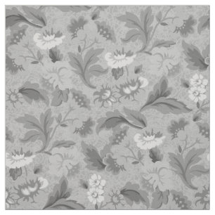 Cute white grey floral background design fabric