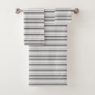 Cute white grey stripes bath towel set
