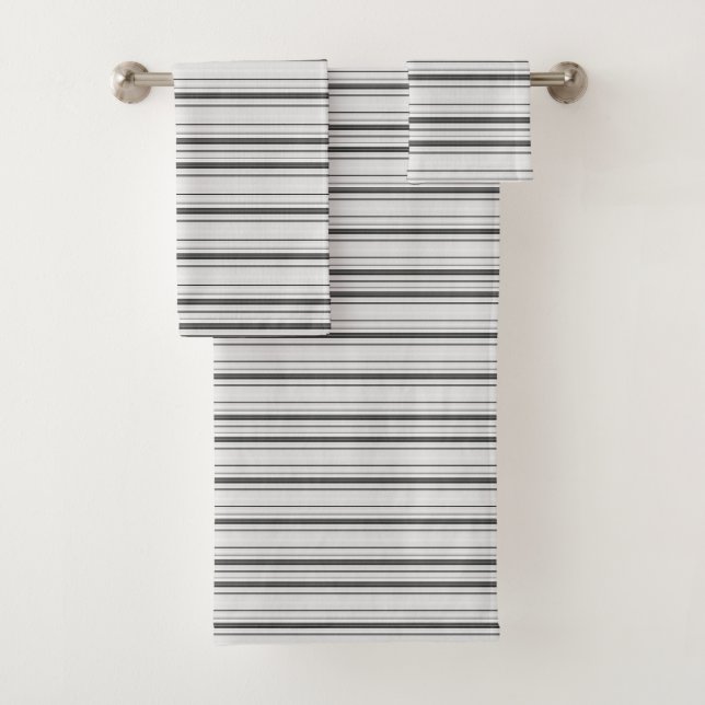 Cute white grey stripes bath towel set (Insitu)